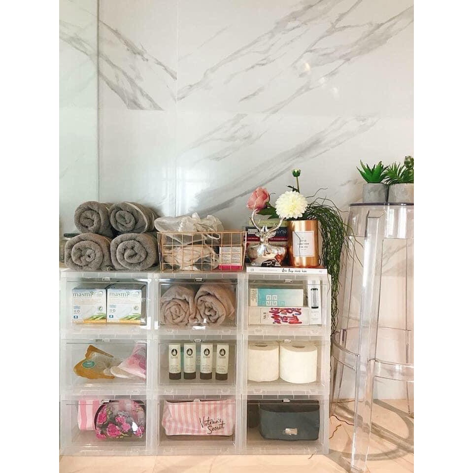 Hộp Đựng Giày Loại Xịn Nhựa Cứng Nắp Nam Châm, Cửa Kính Trong Suốt Lắp Ráp Thông Minh - Chính Hãng