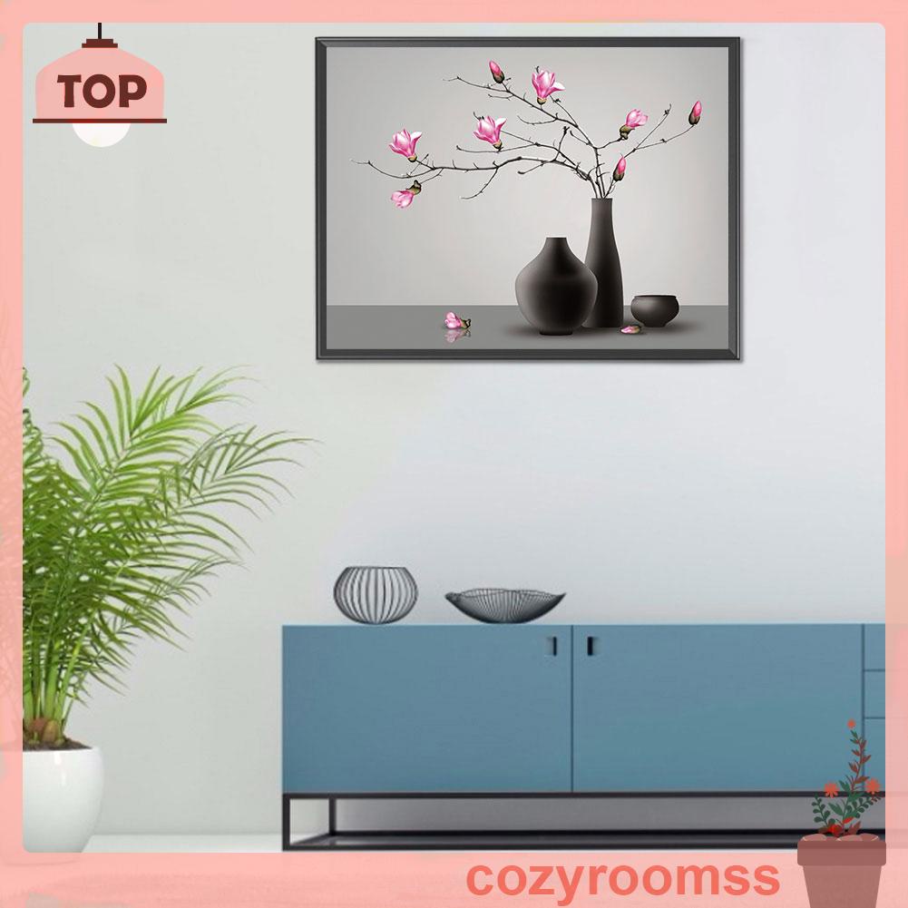 Tranh Thêu Chữ Thập Toàn Bộ 11CT DIY Hình Lọ Hoa Mộc Lan