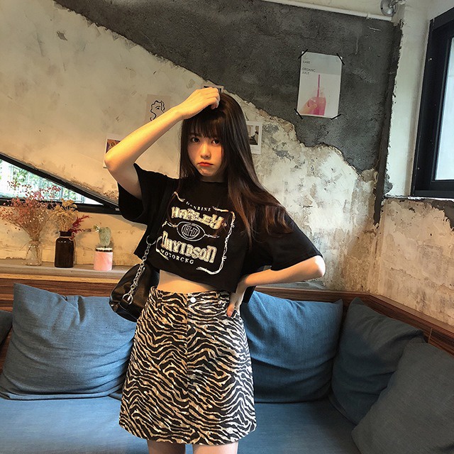 Áo Thun Lửng Tay Ngắn Eo Cao Dáng Rộng 271d1593 Thiết Kế Thời Trang Cho Nữ