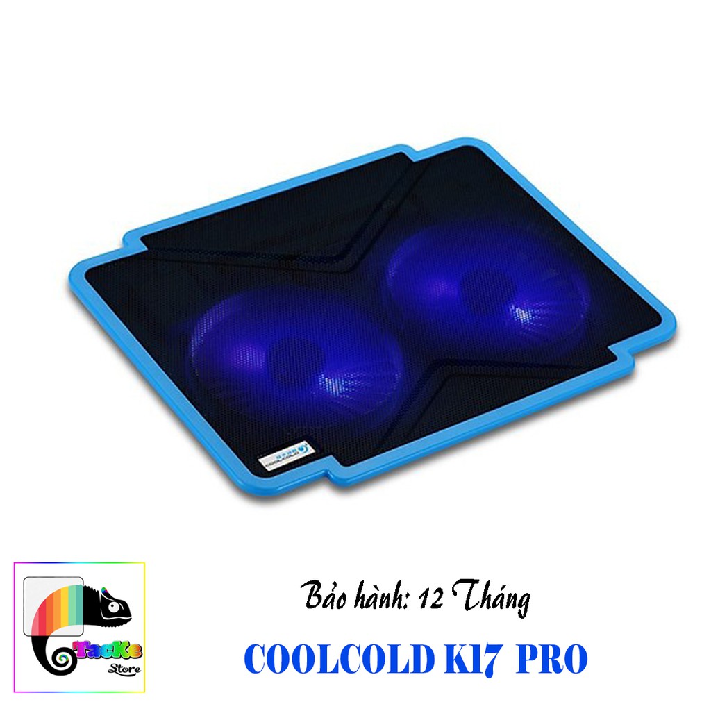 Đế tản nhiệt Laptop CoolCold K17 Pro 2 Fan Led Xanh Dương-I Cool Cold K17 Pro Led Blue