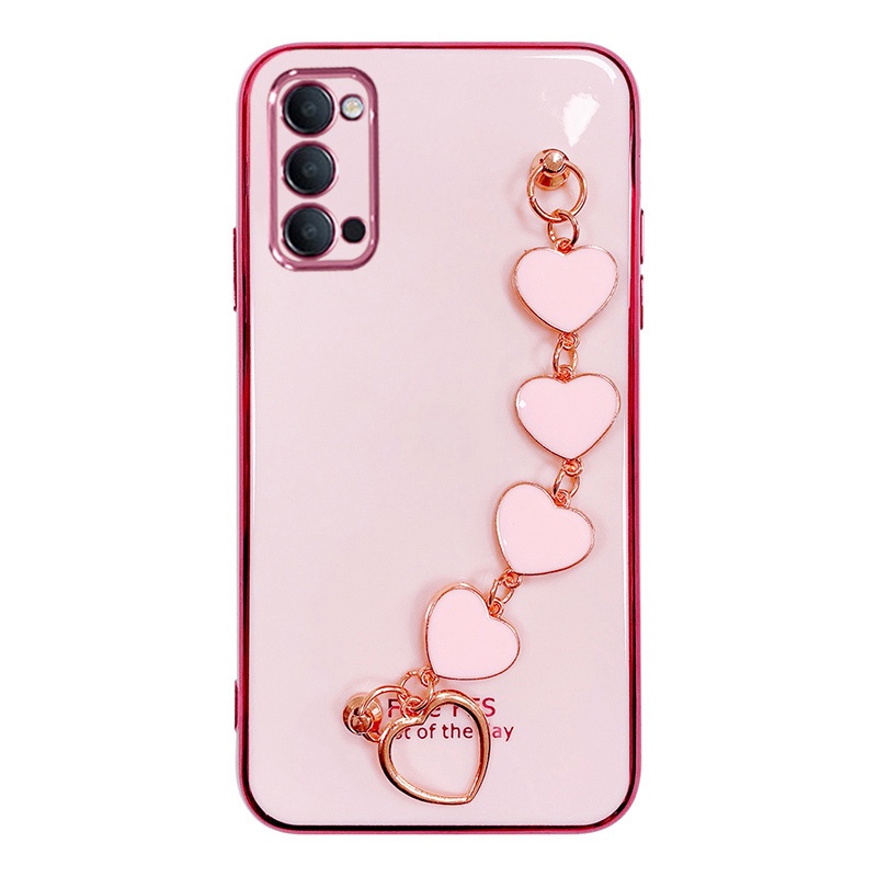 Ốp Điện Thoại Kết Cấu Sang Trọng Có Vòng Tay Trái Tim Cho OPPO Reno 4 pro reno4