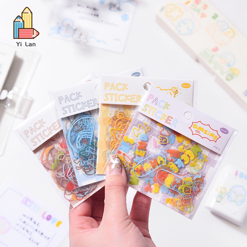 Set 40 Tấm Hình Dán Hoạt Hình Trang Trí Nhật Ký/Văn Phòng Phẩm