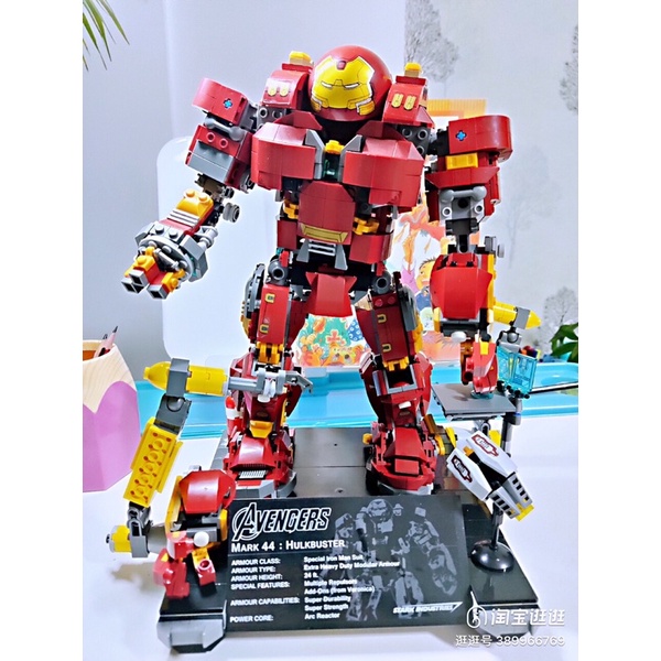 Đồ chơi lắp ráp non lego Người sắt Iron man mark 44 Hulk Buster siêu anh hùng Marvel NBlue mã Lepin 07101