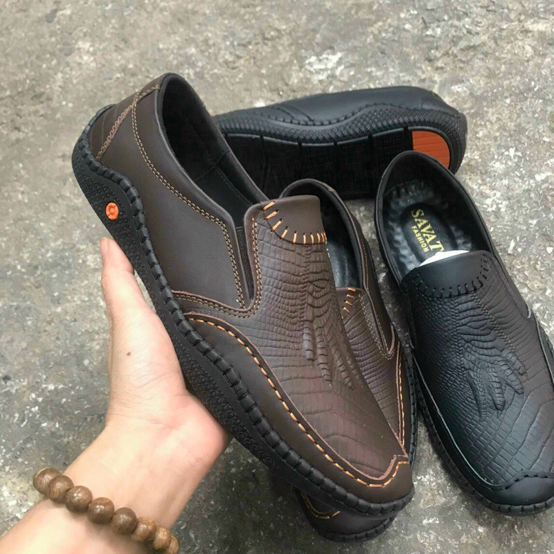 Giày lừoi nam vân cá sấu-Tặng 1 đôi lót giày+ 1 hộp xi cùng màu