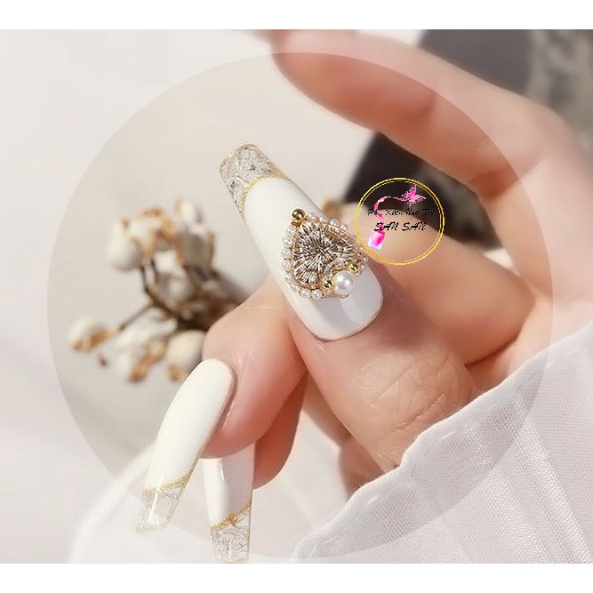 Charm trái tim 9d điêu khắc trang trí móng