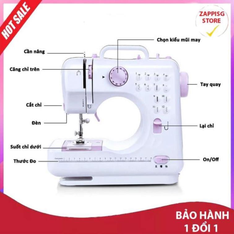 Máy may mini gia đình FHSM 505A Cao Cấp, Phiên Bản Mới 12 Kiểu May- Lựa Chọn Hàng Đầu new 2021