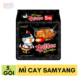 Lốc 5 gói mì cay Samyang Hàn Quốc, mì gà xào khô Samyang trộn gia vị gói 140gram