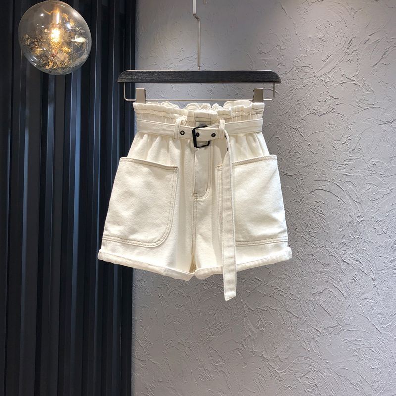 Jiashucheng Quần Short Denim Eo Cao Dáng Rộng Co Giãn Thời Trang Mùa Hè Giản Dị Dễ Phối Đồ Phong Cách Mới Dành Cho Bạn Nữ