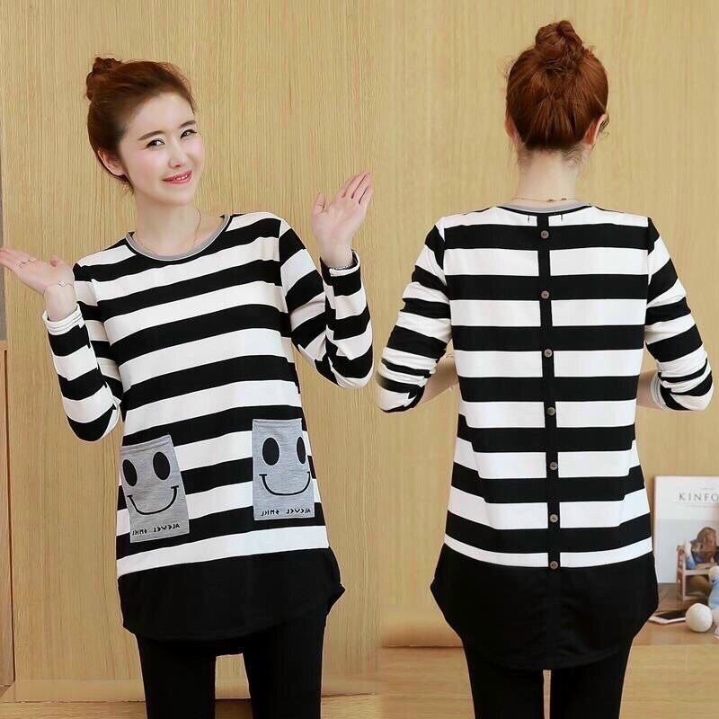 Áo bầu dáng dài kẻ đen trắng - panda shirt 250