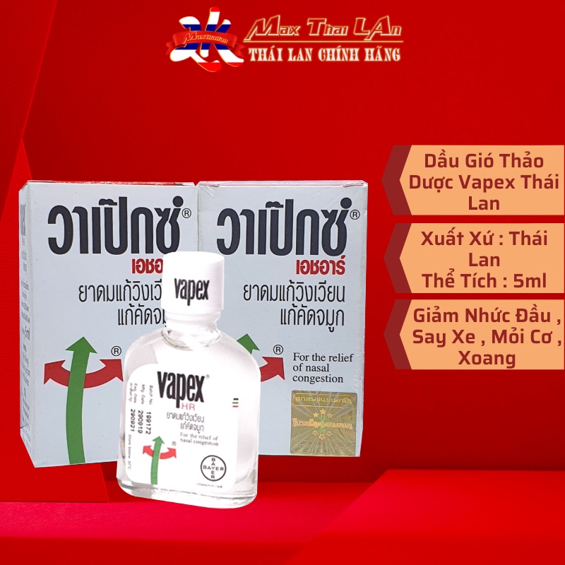 Dầu gió Vapex Thái Lan 5ml - Bayer Thái Lan Chính Hãng