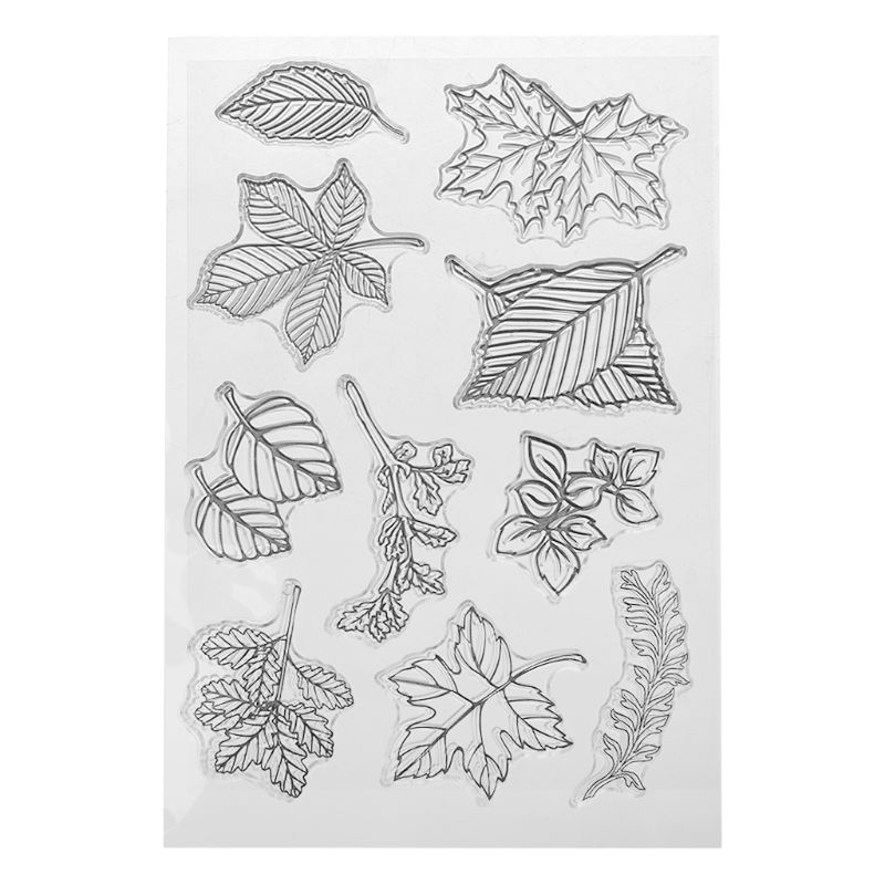 Con dấu silicone trong suốt in chữ Love Leaf dùng trang trí thiệp độc đáo