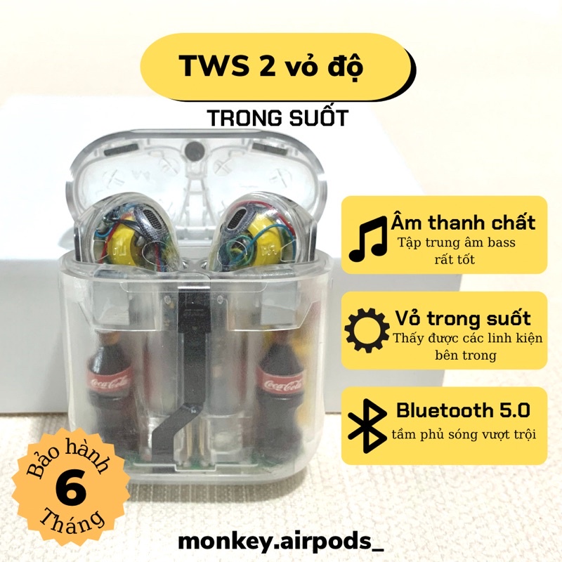 Tai Nghe Không Dây trong suốt TWS transparent