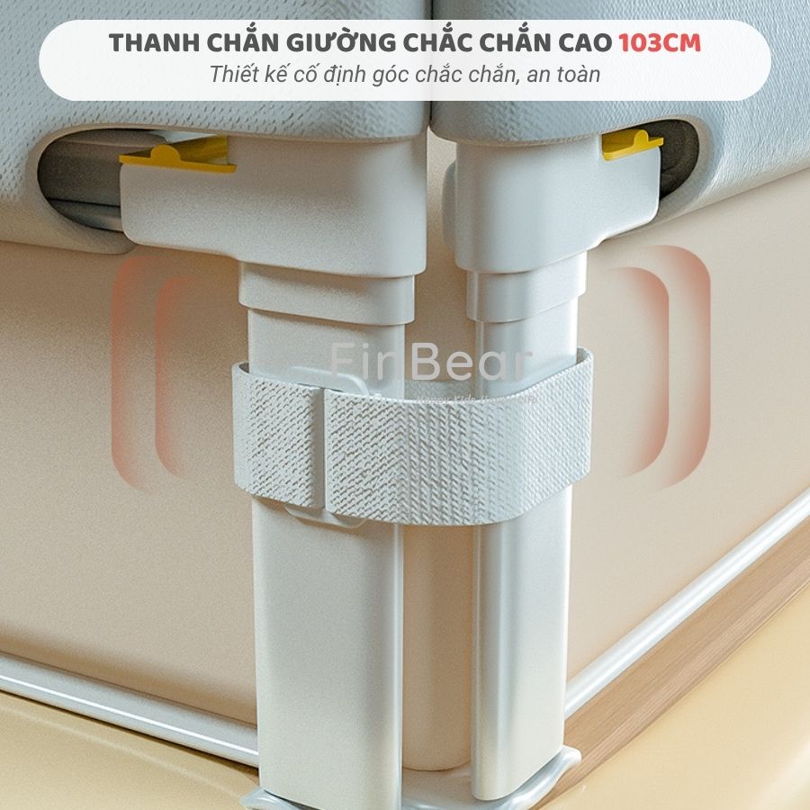 Thanh Chắn Giường Pakey Nâng Cấp Cao 103cm 2022, Nâng Hạ 1 Bên Màu Ghi FINBEAR