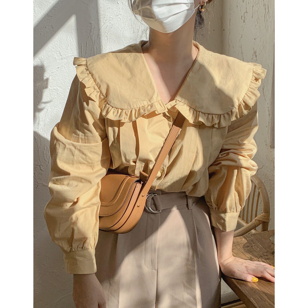 Áo Kiểu Tay Dài Màu Trơn Thiết Kế Thanh Lịch Cho Phái Nữ