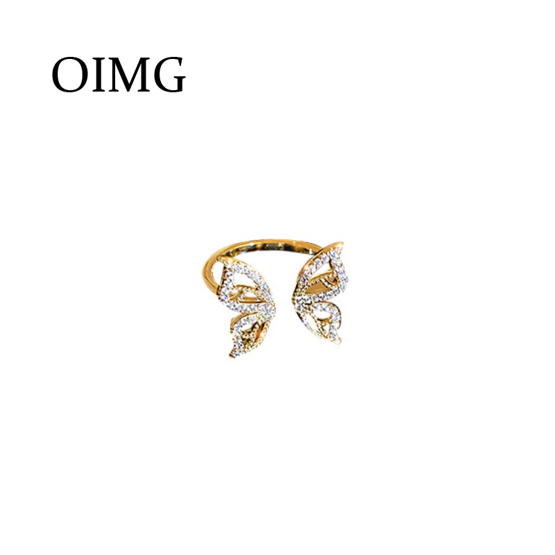OIMG  Nhẫn Hở Hình Bướm Đính Đá Zircon