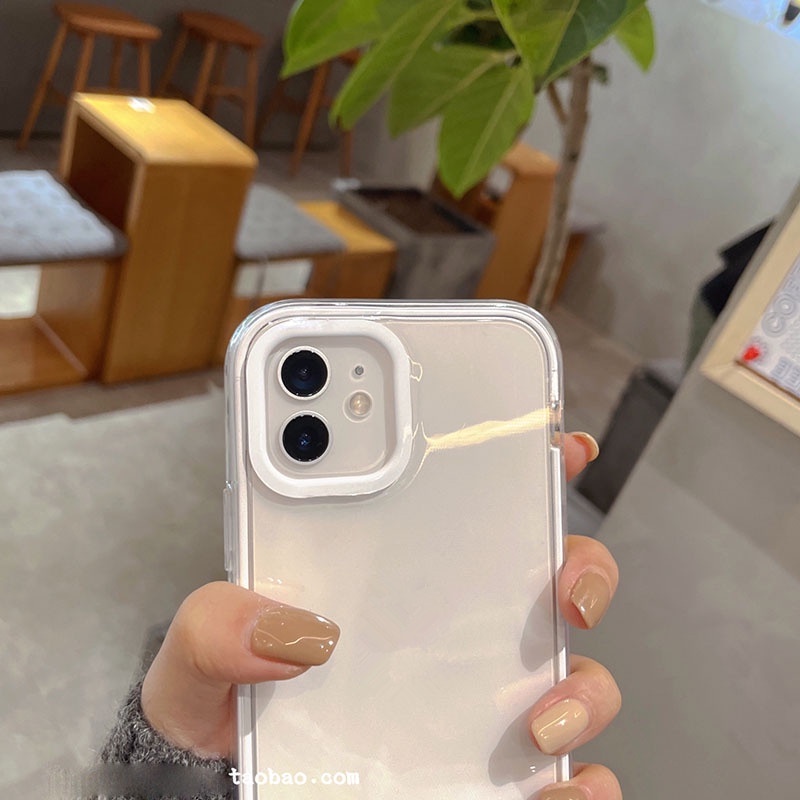 Ốp Điện Thoại Trong Suốt 2 Trong 1 Đơn Giản Bảo Vệ Ống Kính Máy Ảnh Cho iphone 14 Pro 13 Pro Max 11 11Promax XR 7P 8p