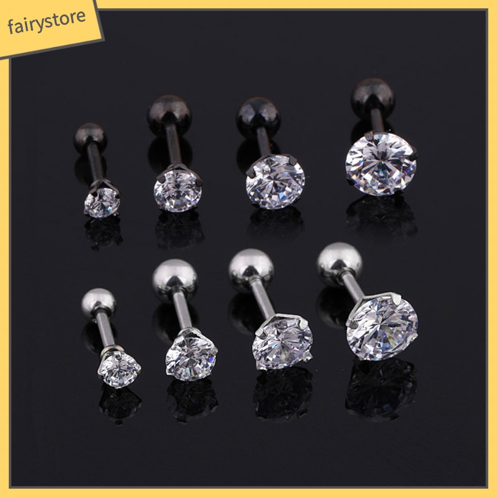 Khuyên tai thép titan đính đá nhân tạo thời trang cho nữ