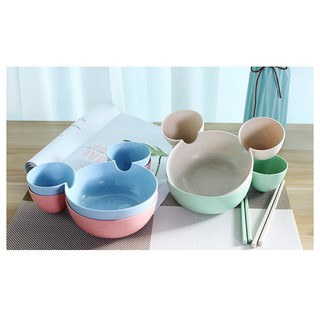 Chén đựng thức ăn 3 ngăn kiểu chuột mickey