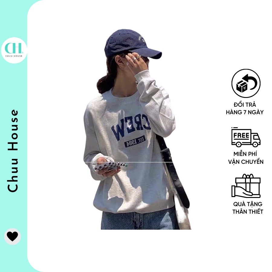 [Có Video + Ảnh Thật] Áo Sweater Nữ Crew Basic Nỉ Bông Dày Ấm Cực Dễ Phối Đồ - Chuu House - CH0135