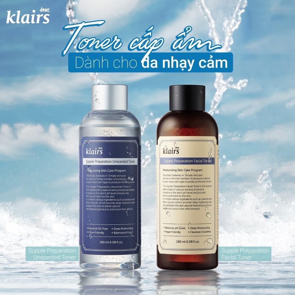 Nước hoa hồng DEAR KLAIRS SUPPLE PREPARATION UNSCENTED TONER 180ML_BALAN SHOP