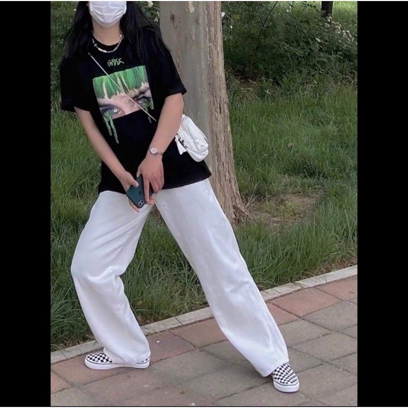 Set Đồ Áo Thun Hình Gnla quần Kaki trắng 🌸 Bộ Đồ phông form rộng tay lỡ quần culottes ống rộng Ulzzang🌸