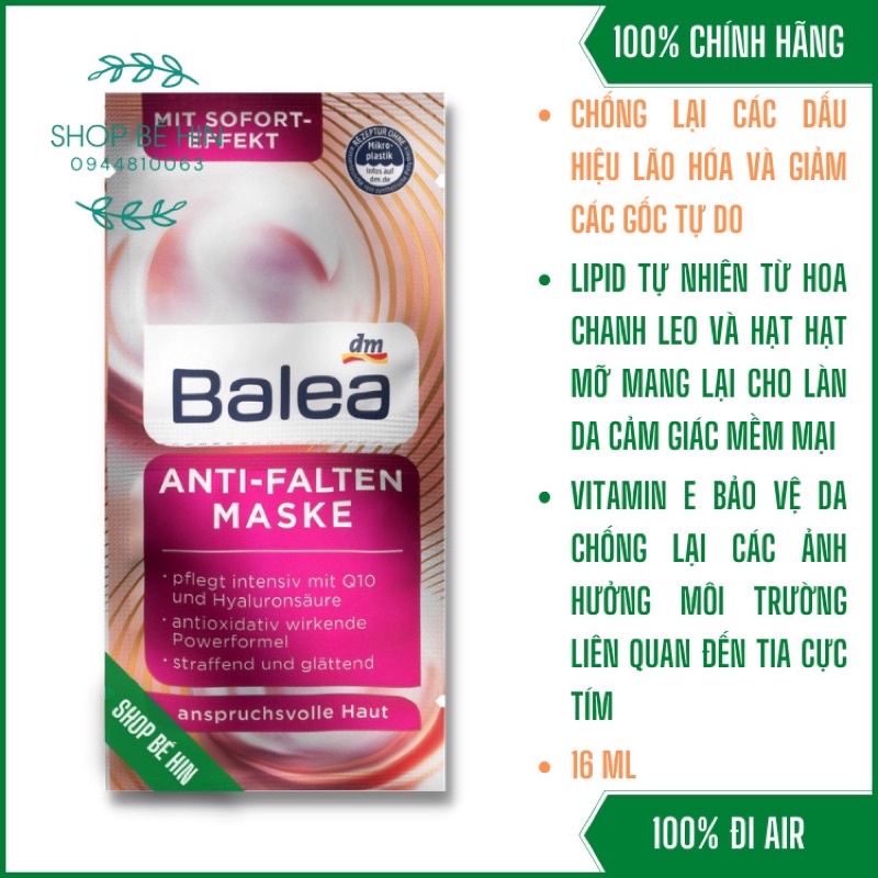 Mặt nạ dưỡng da BALEA dưỡng ẩm chuyên sâu, sáng da, chống lão hoá, Hàng Đức chính hãng