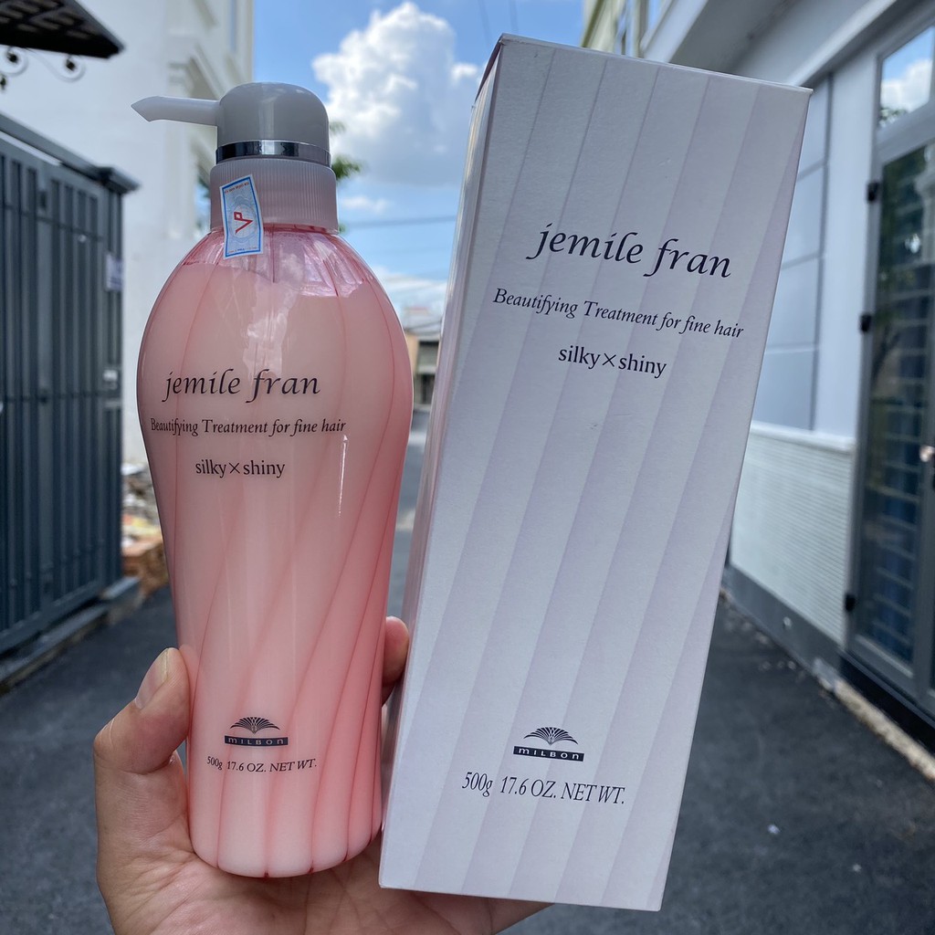 Kem xả cho tóc khô xơ hư tổn Milbon Jemile Fran Heatgloss Hair Treatment 500ml