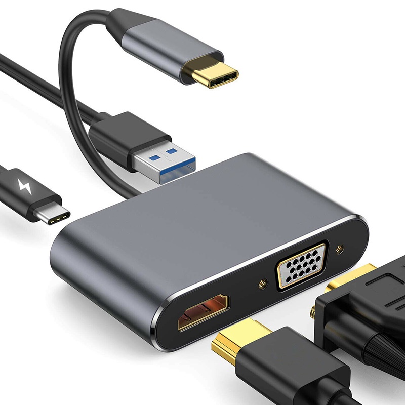 Bộ Chuyển Đổi 4 Trong 1 Từ Usb C Sang Hdmi 4k Vga Usb 3.0 Pd