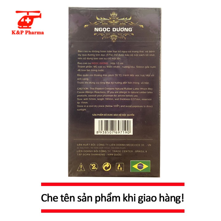 Bao cao su cao cấp NGỌC DƯƠNG - Hộp 12 cái - BCS ngọc dương