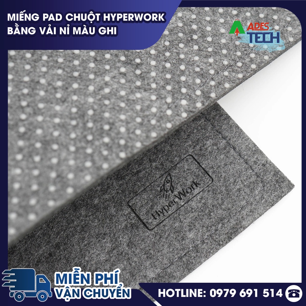 Miếng Pad Chuột HyperWork - Bằng Vải Nỉ Màu Xám Ghi
