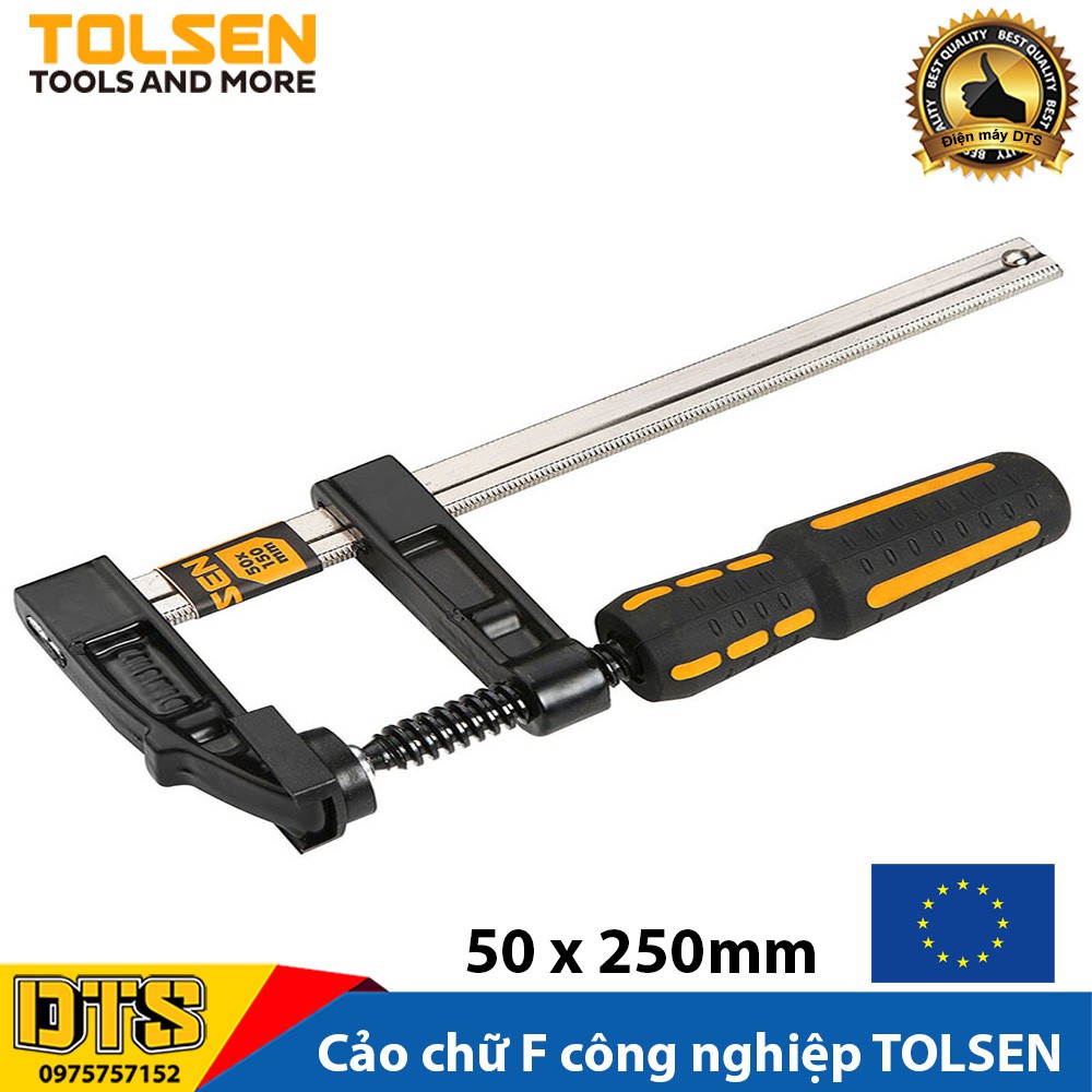 Cảo chữ F công nghiệp cán nhựa  50 x 250mm TOLSEN - Tiêu chuẩn xuất khẩu Châu Âu (Vam kẹp gỗ chữ F)