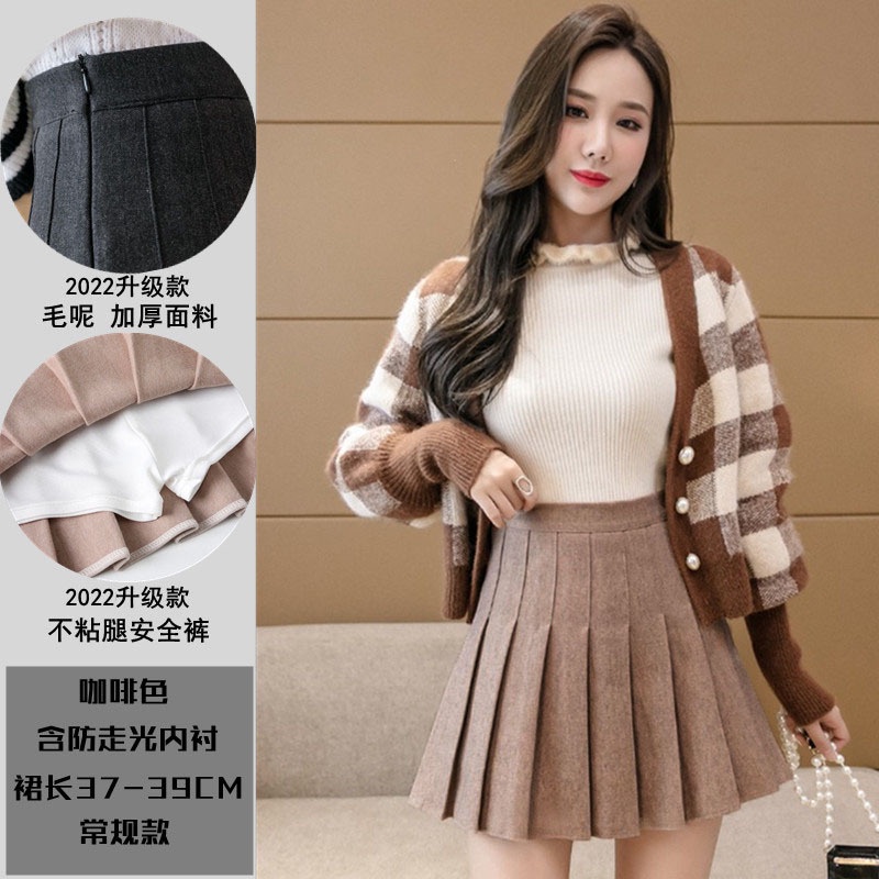 Chân Váy Ngắn Chữ a Lưng Cao Màu Đen Bằng Len Thời Trang Thu Đông Phong Cách Hàn Quốc Cho Nữ