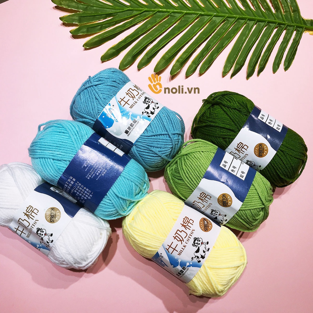 Len milk bò 50g mềm mịn, tơi xốp, nhiều màu dành cho người mới bắt đầu học đan móc khăn áo, thú bông, túi xách (85-91)