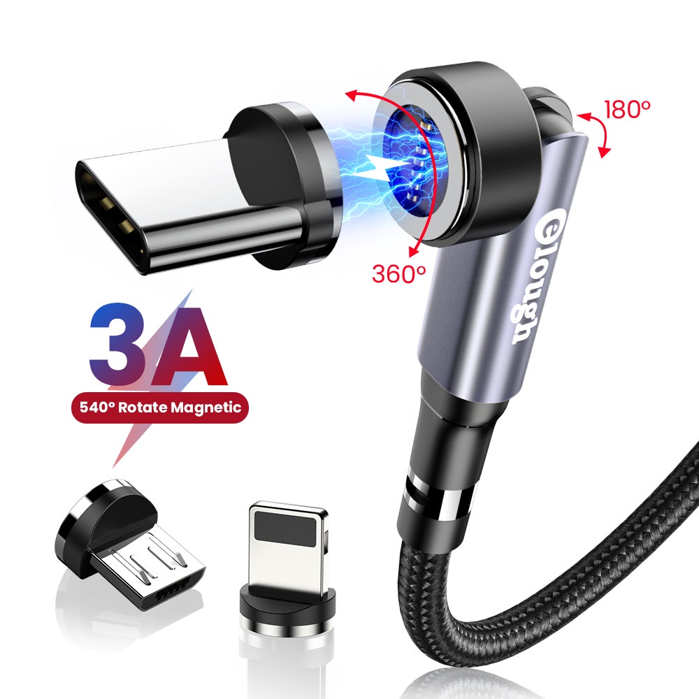 Dây cáp sạc nhanh 3A 540 Micro USB Type C có đầu nối nam châm dành cho Huawei