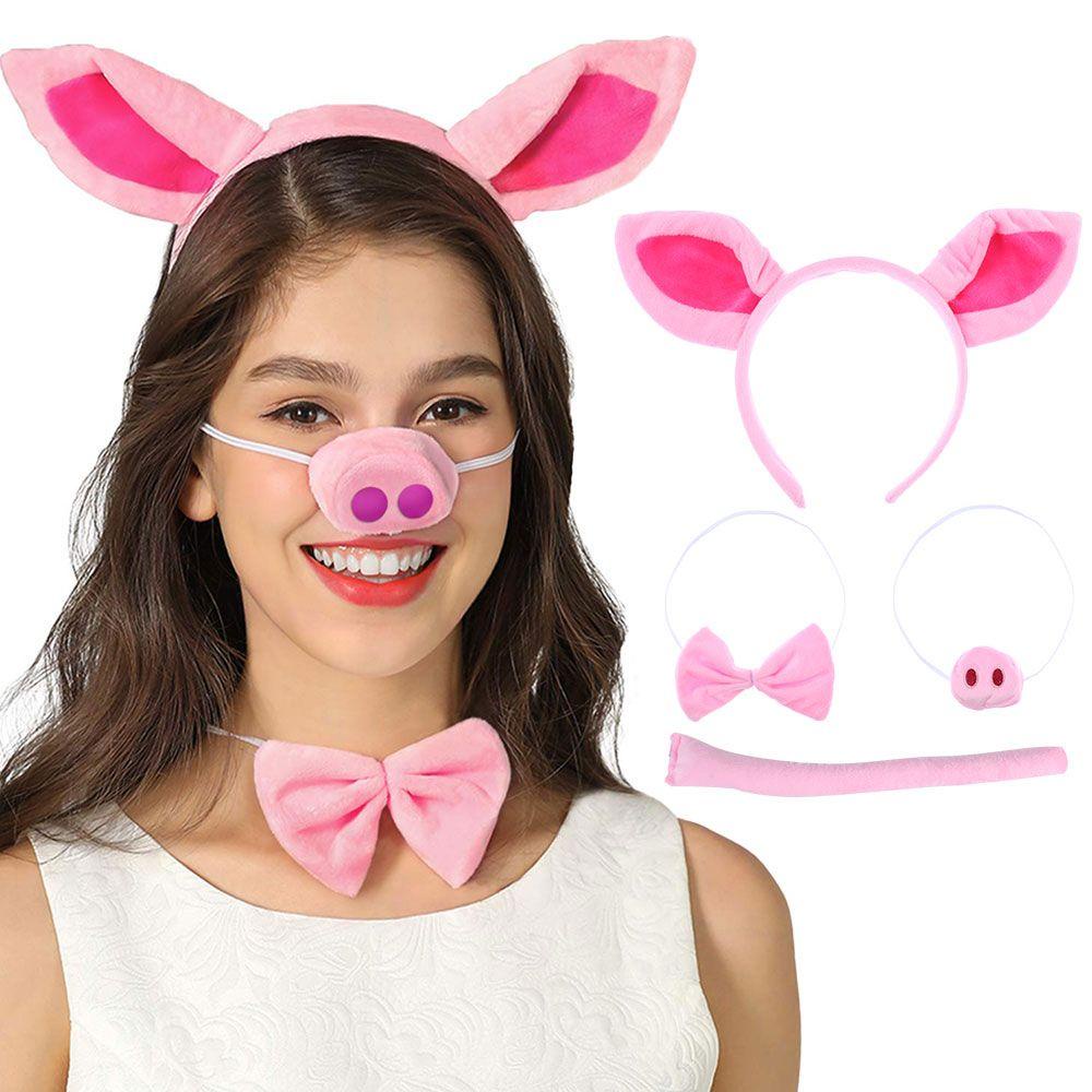WONDER Nơ Đeo Cổ Hóa Trang Halloween Hình Chú Heo Hồng Cho Người Lớn Và Trẻ Em