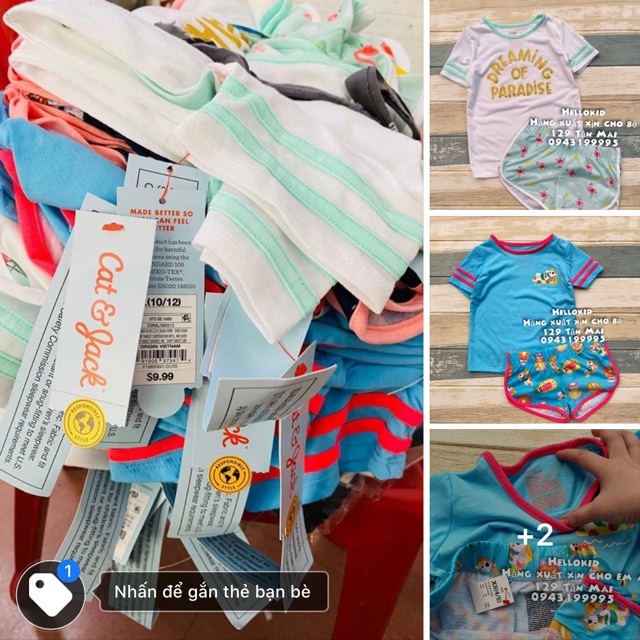 Bộ cotton bé gái lớn