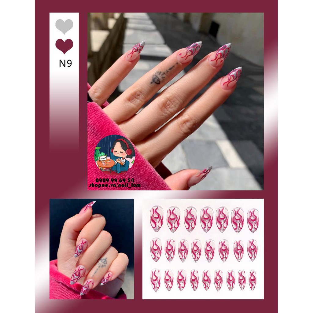 Móng Giả - Nail Dài - Hoa Văn [Sẵn Keo - Đóng Hộp 24 Mẫu Đủ Size]