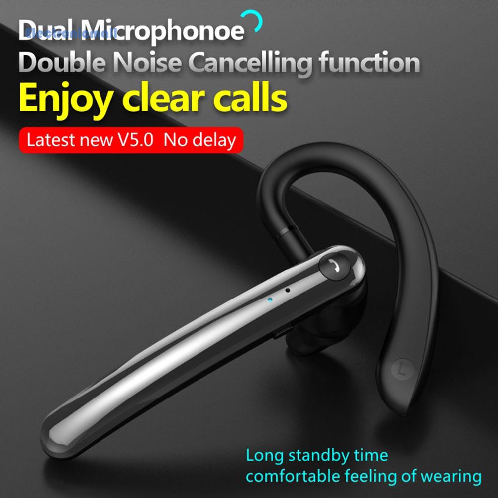 ElectronicMall01 F990 Wireless Bluetooth 5.0 Single Earphone Stereo Smart Noise Reduction Headset with Microphone for