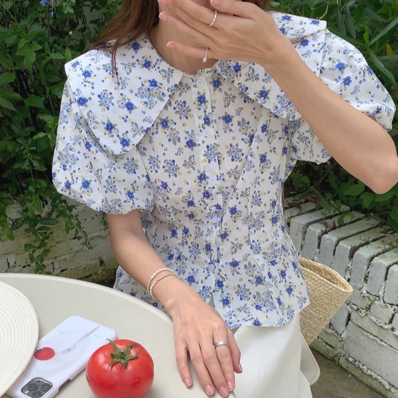 Áo Sơ Mi Hoa Ngắn Tay Phong Cách Hàn Quốc Mới 52580 Dành Cho Nữ