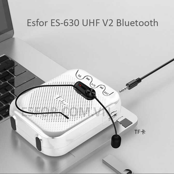 Máy trợ giảng Hàn Quốc Esfor ES-630 UHF V2 Bluetooth 5.0 loa 30W Micro không dây, Mic hạt gạo, chính hãng