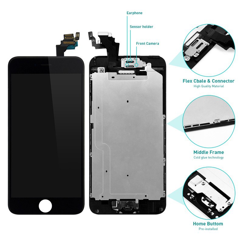 Màn hình LCD hoàn chỉnh cho iPhone 6 6 Plus Màn hình cảm ứng Hiển thị lắp ráp hoàn chỉnh với nút Home trên Camera trước