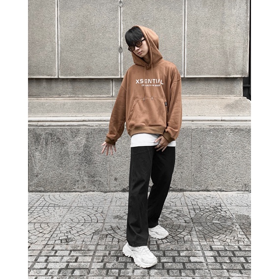 Áo Khoác Hoodie Nam Nữ Form Rộng Vải Nỉ Màu Nâu Essential by Local Brand Xfire Unisex