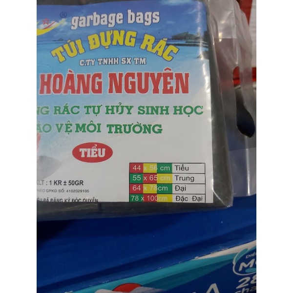 Túi đựng rác Đại hoàng nguyên 3 cuộn 1kg tự phân hủy