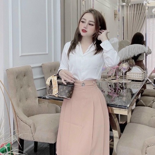 Áo Sơ Mi Lụa Dài Tay Cổ Vest