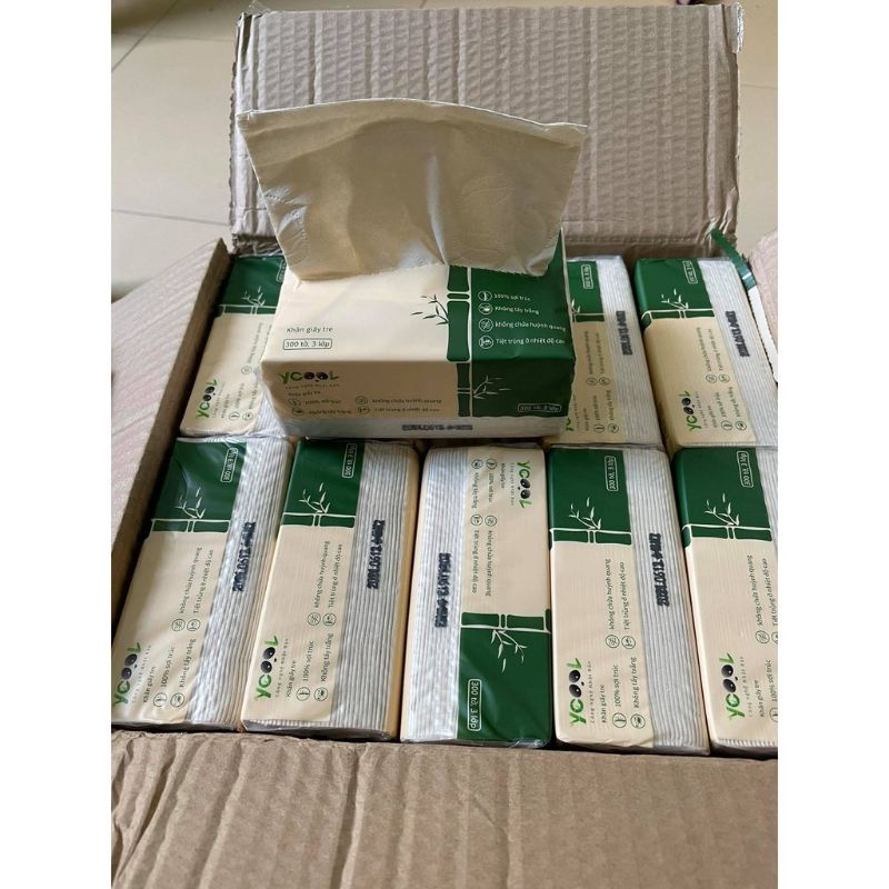 Khăn giấy rút, khăn giấy tre YCOOL 30 gói/300 tờ/4 lớp, siêu thấm, siêu dai, mềm mại