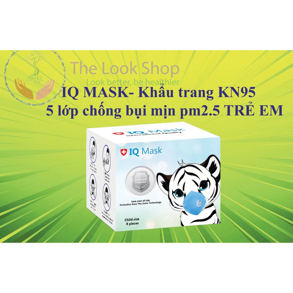 Khẩu trang KN95 trẻ em chống bụi mịn pm2.5 IQ Mask- Dùng cho trẻ từ 10 tuổi