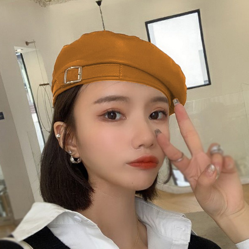 Mũ beret da PU phong cách cổ điển 56-58cm thời trang cho nữ