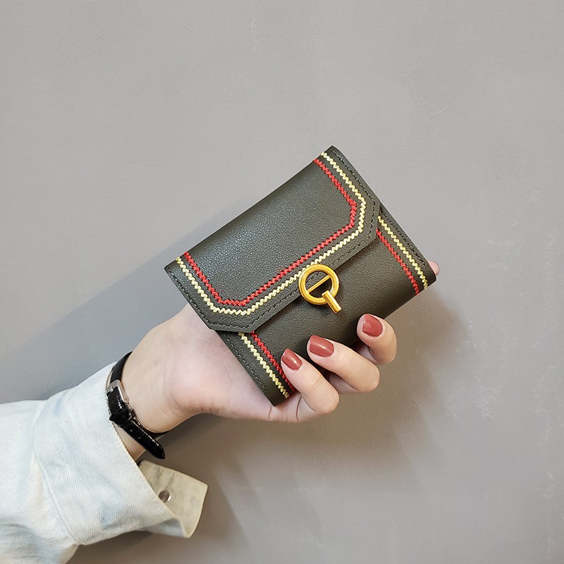 Ví da nhỏ gấp gọn đựng thẻ phong cách retro