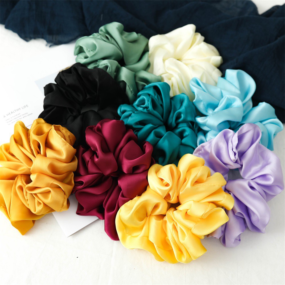 Scrunchies Dây Buộc Tóc Vải Mềm Trơn To Phồng