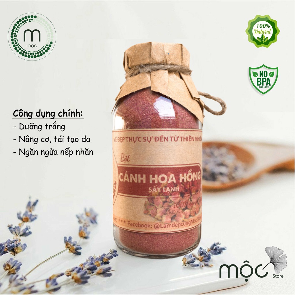 Bột Cánh Hoa Hồng Sấy Lạnh đắp mặt nạ nguyên chất từ thiên nhiên 100ml handmade